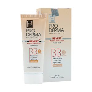 بی بی کرم SPF40 پرودرما مناسب پوست های چرب و جوشدار 40 میلی لیتر بژ روشن