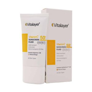 فلوئید ضد آفتاب SPF50 حاوی ویتامین C ویتالیر 50 میلی لیتر بژ روشن