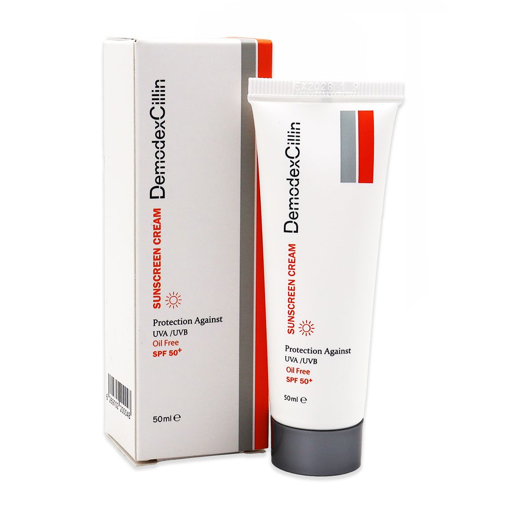 کرم ضد آفتاب فاقد چربی بی رنگ SPF50 دمودکسیلین 50 میلی لیتر