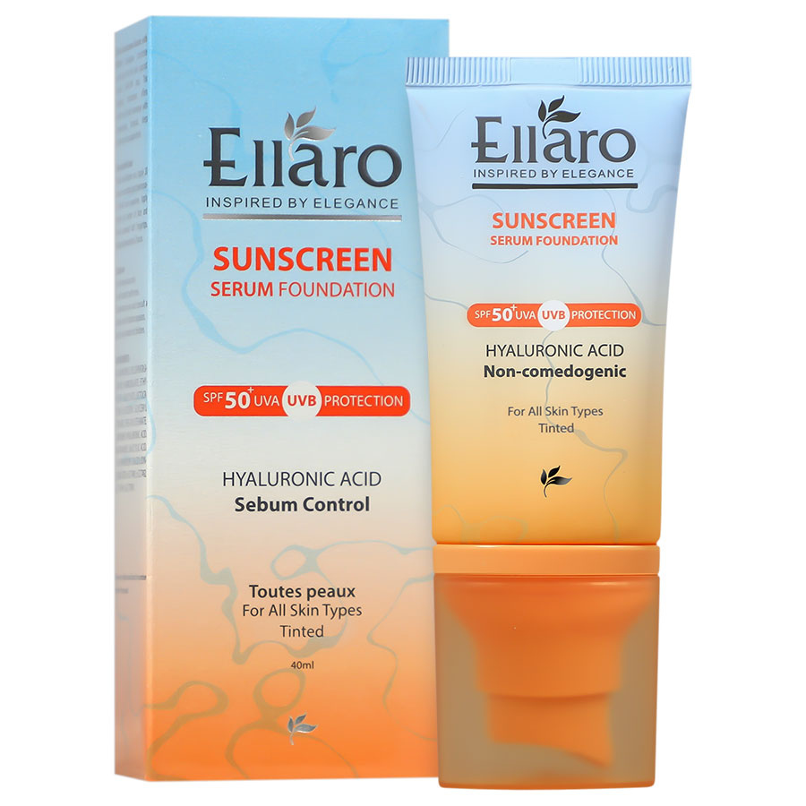سرم ضد آفتاب کرم پودری رنگی طبیعی الارو با SPF50 مناسب انواع پوست حجم 40 میلی لیتر